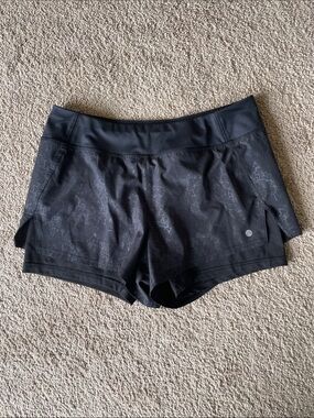 Apana Running Short Black Marbled Athletic Shorts Women's M Compression Layer